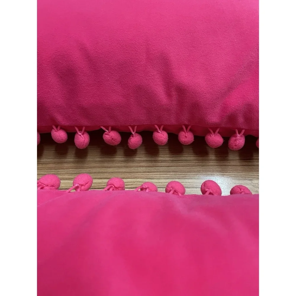 PINK VELVETEEN Pom Pom THROW PILLOWS 10